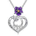 TOUPOP Sterling Silver Birth Flower Mom Necklace I Love You Mom Pendant-0-0