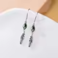 TOUPOP 925 Sterling Silver Stone Western Boho Feather Drop Dangle Earrings-0-3
