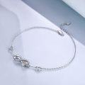wholesale 925 Sterling Silver Infinity Heart Anklet with Cubic Zirconia-Cut CZ Adjustible Dainty Foot Jewelry-0-1