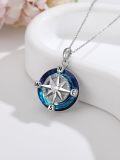wholesale TOUPOP Compass Necklace S925 Sterling Silver Compass Pendant Jewelry Christmas Gifts For Women Wife Her Girlfriend Mom -0-3