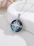 TOUPOP Sterling Silver Stone Compass Pendant Necklace Christmas Gifts-0-3