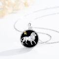 wholesale 925 Sterling Silver Lion Leo Zodiac Sign Black Onyx Gemstone Pendant Necklace for Women Men s-0-3