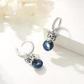wholesale 925 Sterling Silver Leopard Head Earrings With Blue Crystal Hoops And Zircon Accents-0-1