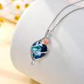 wholesale 925 Sterling Silver Blue Crystal Heart Rose Pendant Necklace for Mom-0-3