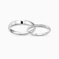 TOUPOP 925 Sterling Silver Diamond Personalized Wedding Band Set For Couples-0-2