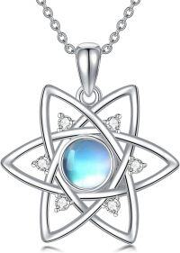 wholesale 925 Sterling Silver Star of David with Blue Moonstone and Cubic Zirconia Pendant Necklace for Women-Style4