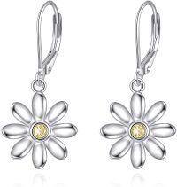 wholesale 925 Sterling Silver Yellow Crystal Daisy Flower Drop Earrings for Women-Daisy