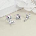 wholesale 925 Sterling Silver White Gold Plated Cute French Bulldog Drop Earrings Pink Enamel-0-4