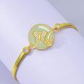 TOUPOP 14K Gold Plated Sterling Silver Jade Bracelet Tree Of Life Lotus Cat Hummingbird Dragonfly Bee Butterfly Jewelry Gift-0-4