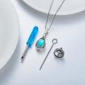 wholesale 925 Sterling Silver Cremation Urn Pendant Necklace Celtic Knot Blue Opal Teardrop Platinum Plated-0-18