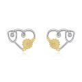 wholesale 925 Sterling Silver Sunflower CZ Heart Stud Earrings for Women Gift Ideas-0-0
