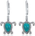 wholesale Sterling Silver Genuine Turquoise Hummingbird Owl Parrot Turtle Dangle Earrings-0-0