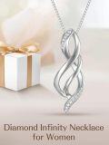 wholesale White Gold 14K Lab-Grown Diamond Infinity Pendant Necklace for Women-0-3