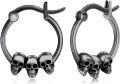 wholesale 925 Sterling Silver Black Skulls Gothic Huggie Hoop Earrings-0-0