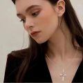 wholesale 925 Sterling Silver Baseball Cross Pendant Necklace With Red Detailing-0-2