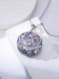 wholesale 925 Sterling Silver Multicolor Crystal Lotus Pendant Necklace for Women-0-4