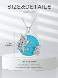 wholesale 925 Sterling Silver Hummingbird Turquoise Stone Flower Pendant Necklace for Women Girls-0-1