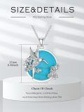 wholesale 925 Sterling Silver Hummingbird Turquoise Stone Flower Pendant Necklace for Women Girls-0-1