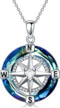 wholesale TOUPOP Compass Necklace S925 Sterling Silver Compass Pendant Jewelry Christmas Gifts For Women Wife Her Girlfriend Mom -0-0