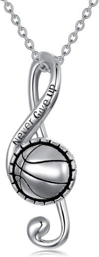 wholesale 925 Sterling Silver Never Give Up Basketball Infinity Pendant Necklace for Women-Basketball