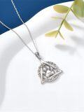 wholesale 925 Sterling Silver Triquetra Celtic Knot Wolf Claw Paw Print Thematic Pendant Necklace-0-2