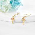 wholesale 14K Gold Flamingo Shape Pink Crystal Drop Earrings 14K Gold  s for Her-0-1