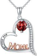 wholesale Birthday Gifts For Mom 925 Sterling Silver Heart Mom Necklace Birthstone Jewelry Mother's Day Christmas For Women Mother Grandma -0-0