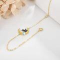 wholesale 14K Gold Moon Cat Charm Rainbow Moonstone Bracelet for Women Girls-0-1
