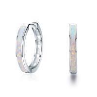wholesale 925 Sterling Silver Simulated Opal Hoop Earrings for Women Hypoallergenic Huggie Hinged Hoops Colorful Jewelry Gift-20mm Silver White-20