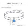wholesale 925 Sterling Silver Blue Fire Opal Turtle Charm Anklet for Women-0-3
