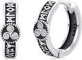 wholesale 925 Sterling Silver Viking Triskele Huggie Hoops with Rune Design - Gothic Punk Norse  for Men & Women-0-0