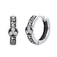 wholesale 925 Sterling Silver Viking Triskele Huggie Hoops with Rune Design - Gothic Punk Norse  for Men & Women-Spiral Earrings