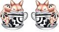 wholesale 925 Sterling Silver Adorable Fox in Cup Stud Earrings for Women-0-0