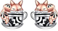 wholesale 925 Sterling Silver Adorable Fox in Cup Stud Earrings for Women-Silver-Fox Earrings