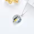 TOUPOP Sterling Silver Crystal Cat Moon Pendant Necklace-0-4