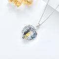 TOUPOP Sterling Silver Crystal Cat Moon Pendant Necklace-0-4