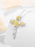 wholesale 925 Sterling Silver Gold Plated Daisy Flower Cross Pendant Necklace for Women-0-1