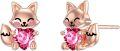 wholesale 925 Sterling Silver Pink Crystal Love Heart Fox Stud Earrings for Girls and Women-0-0