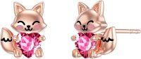 wholesale 925 Sterling Silver Pink Crystal Love Heart Fox Stud Earrings for Girls and Women-July