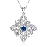 wholesale 925 Sterling Silver Birthstone Witches Knot Pendant Necklace-December