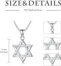 wholesale 925 Sterling Silver Cubic Zirconia Star of David Pendant Necklace for Women-0-4