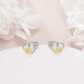 wholesale 925 Sterling Silver Sunflower CZ Heart Stud Earrings for Women Gift Ideas-0-1