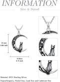 wholesale TOUPOP Gothic Jewelry Black Cat Wolf Raven Owl Pendant Necklace 925 Sterling Silver Crescent Moon Necklace For Women Black Jewelry Gifts For Women Halloween Birthday Gift -0-3