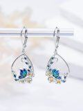 wholesale 925 Sterling Silver Butterfly & Flower Drop Earrings with Blue Enamel Accents-0-3