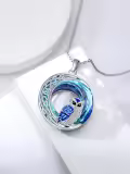 TOUPOP Sterling Silver Crystal Owl Pendant Necklace-0-1