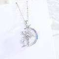 wholesale 925 Sterling Silver Moon Fairy with Crystal Accents Pendant Necklace-0-1