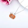 wholesale 925 Sterling Silver Metal Cat in Jack-o'-Lantern Pendant Necklace for Women Girls Halloween Gifts-0-2
