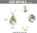 wholesale 14K Gold Teardrop Moss Agate Pendant with Diamonds - Adjustable Chain (Length: 32-70cm)-0-3
