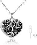 wholesale 925 Sterling Silver Heart Shaped Abalone Shell Tree of Life Keepsake Pendant Necklace with Funnel and Key Tool Set-0-0
