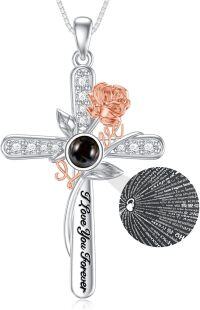 wholesale 925 Sterling Silver & Love Stone I Love You to the Moon and Back Necklace with 100-Language Nano Engraving - Hypoallergenic Gift for Her-Non-personalized